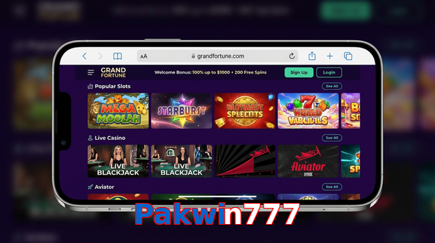 Main screen of Pakwin777 ios page for PK players