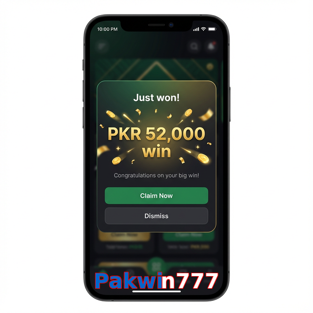 Main screen of Pakwin777 win page for PK players